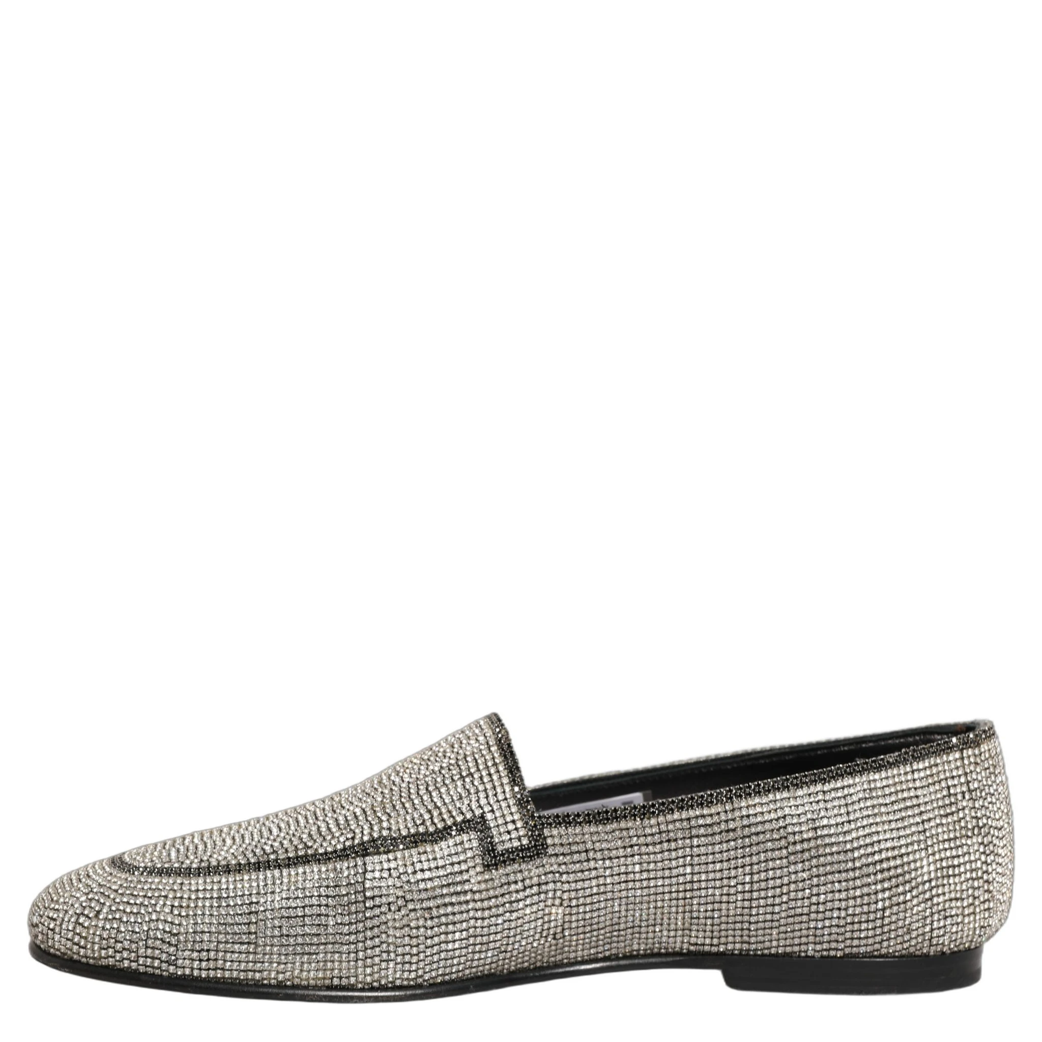 Silver Crystal Embellished Men Loafers Shoes