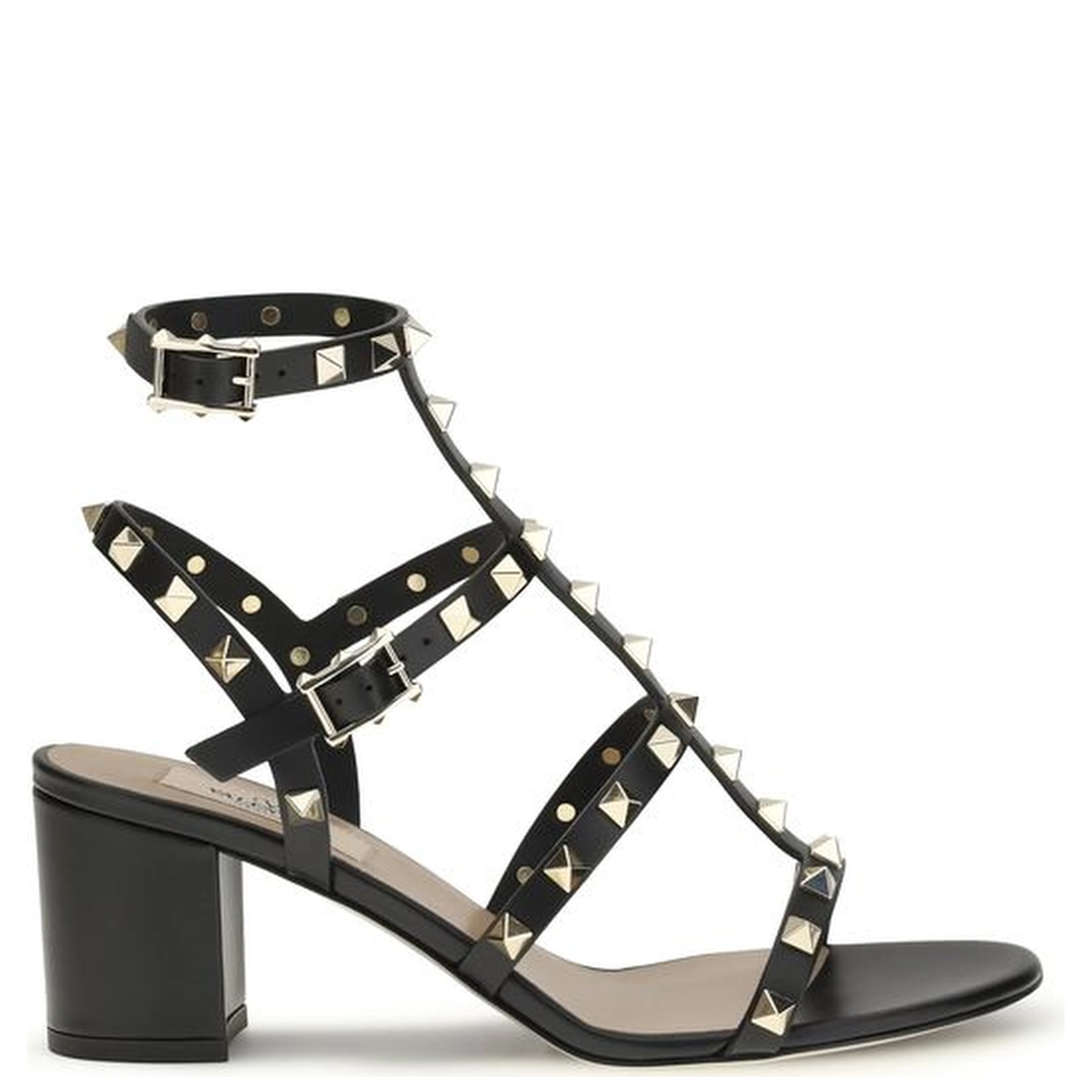 Black Calf Leather Bos Taurus Stiletto Heel Sandals