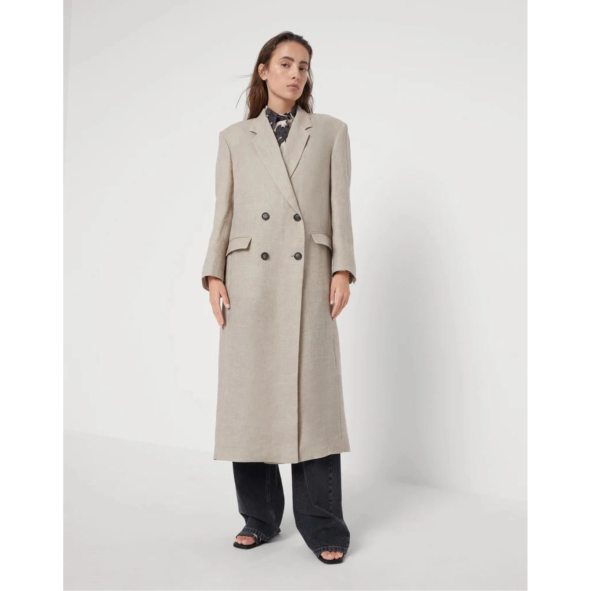 Beige Linen Coat
