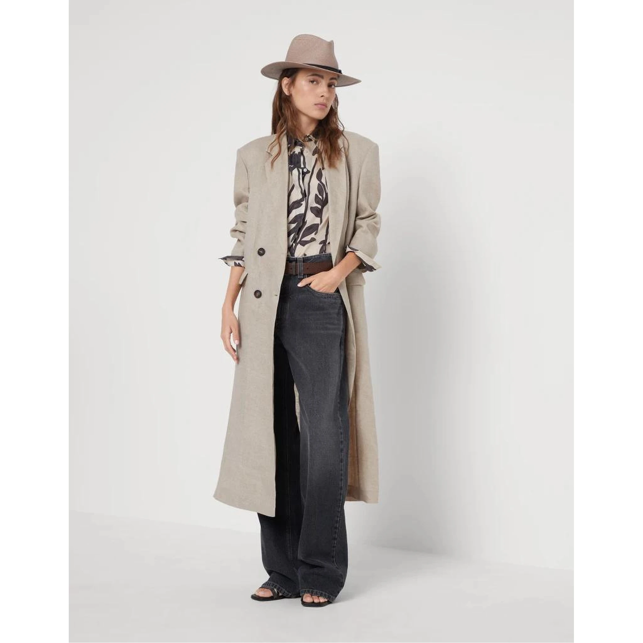 Beige Linen Coat