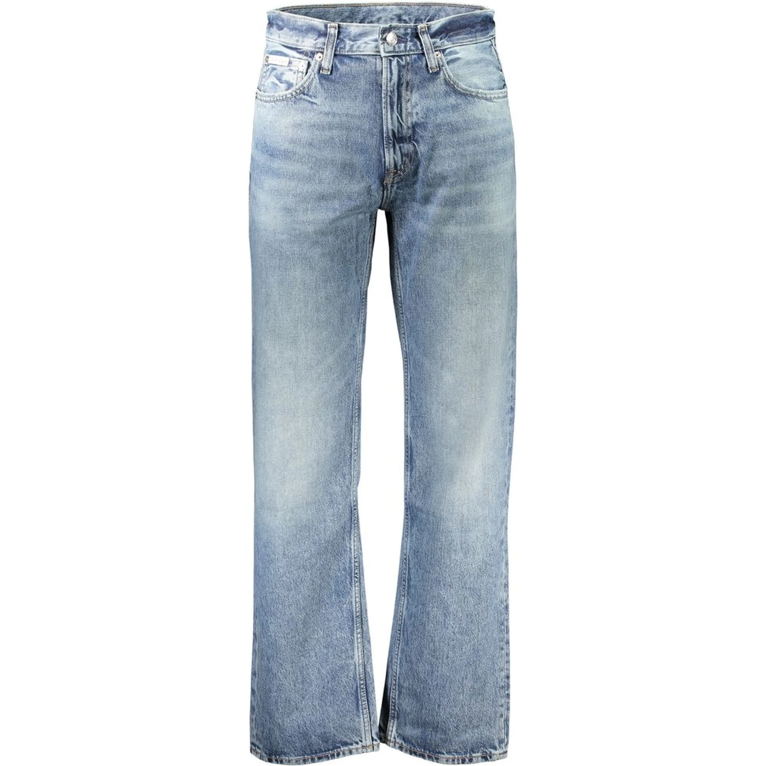 Blue Cotton Straight-Leg Jeans