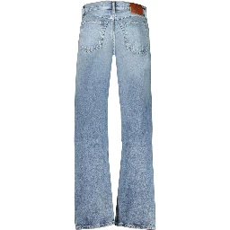 Blue Cotton Straight-Leg Jeans