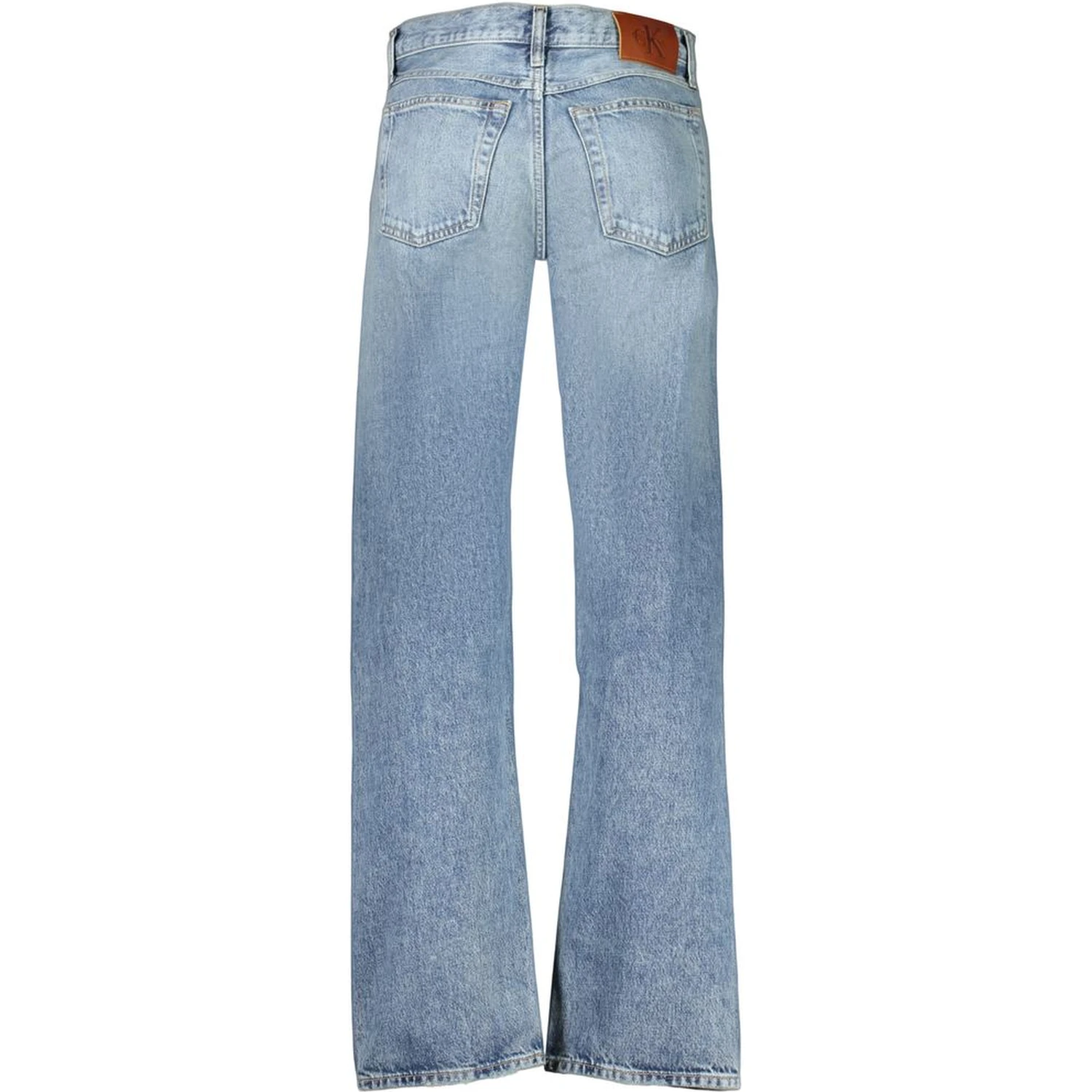 Blue Cotton Straight-Leg Jeans