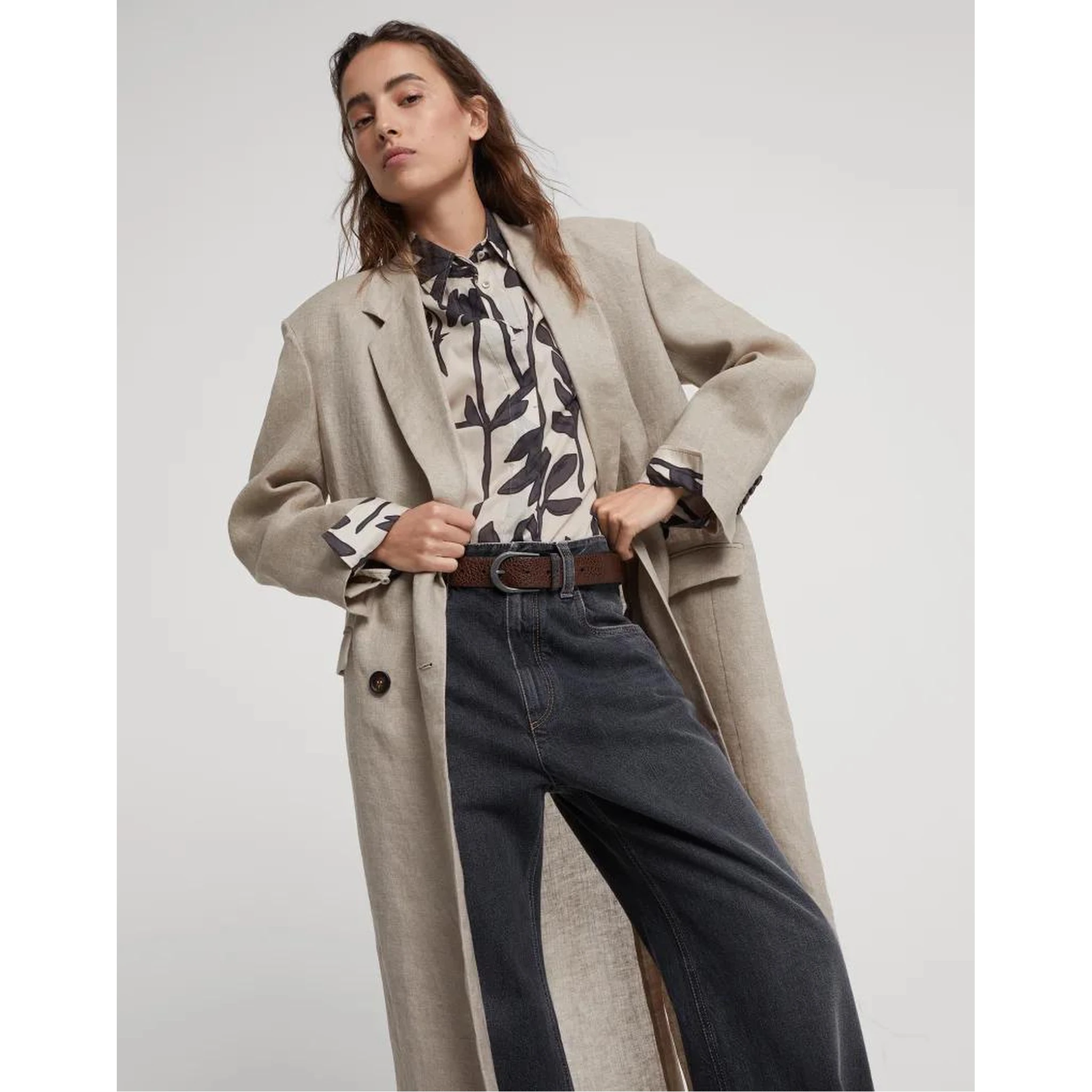Beige Linen Coat
