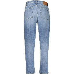 Blue Cotton Tapered Jeans
