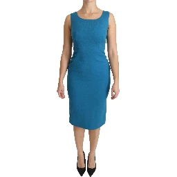 Blue Virgin Wool Casual Dress