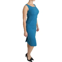 Blue Virgin Wool Casual Dress