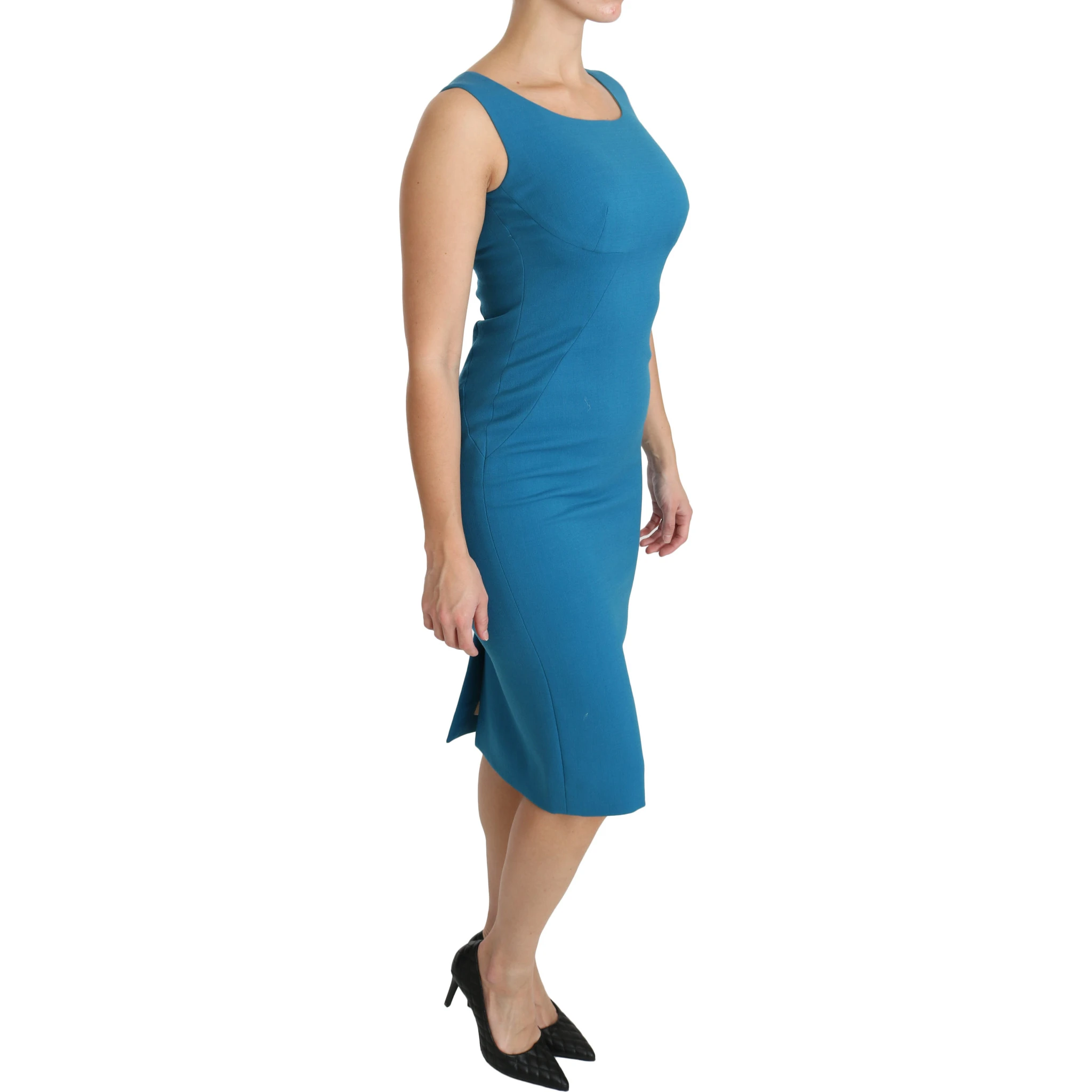 Blue Virgin Wool Casual Dress