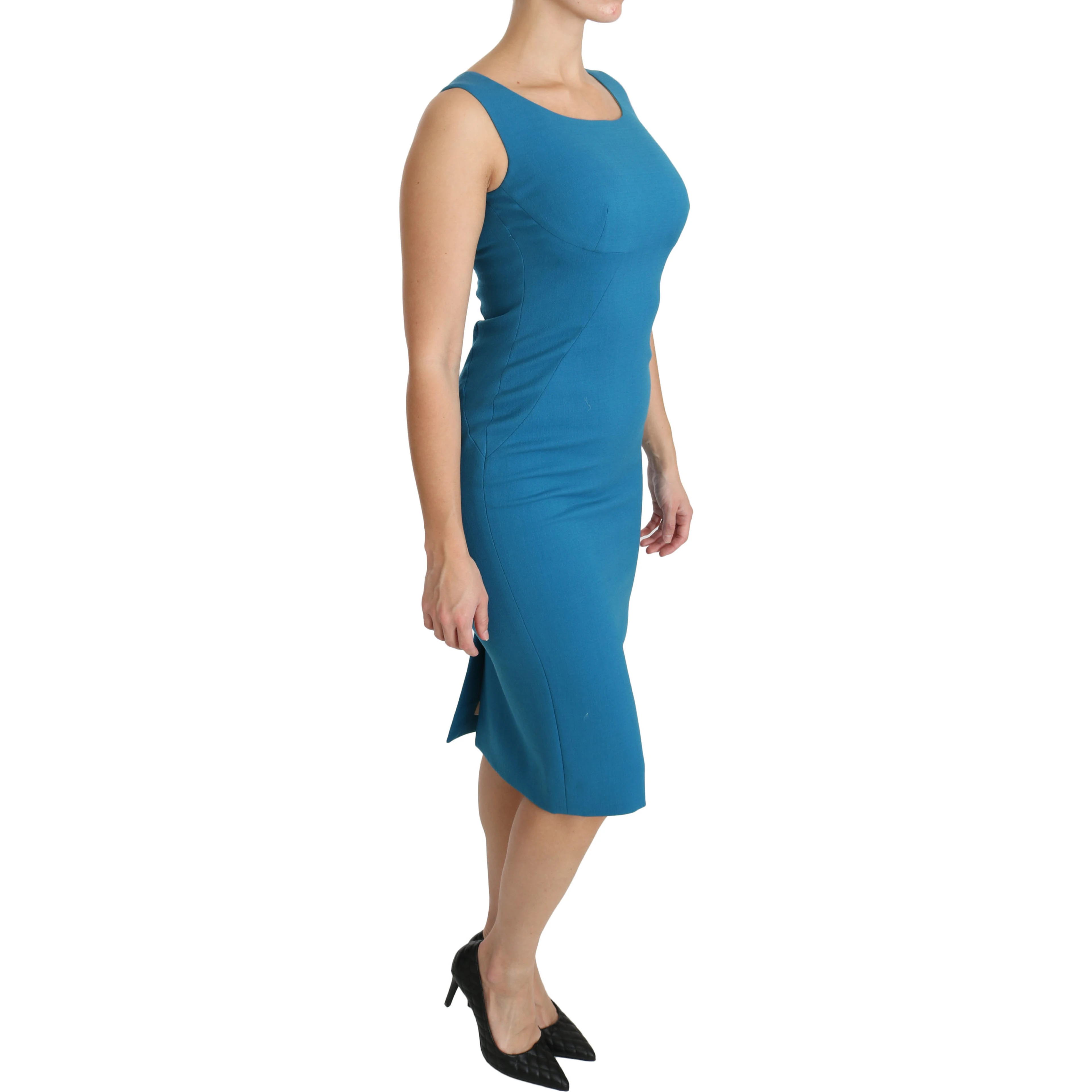 Blue Virgin Wool Casual Dress