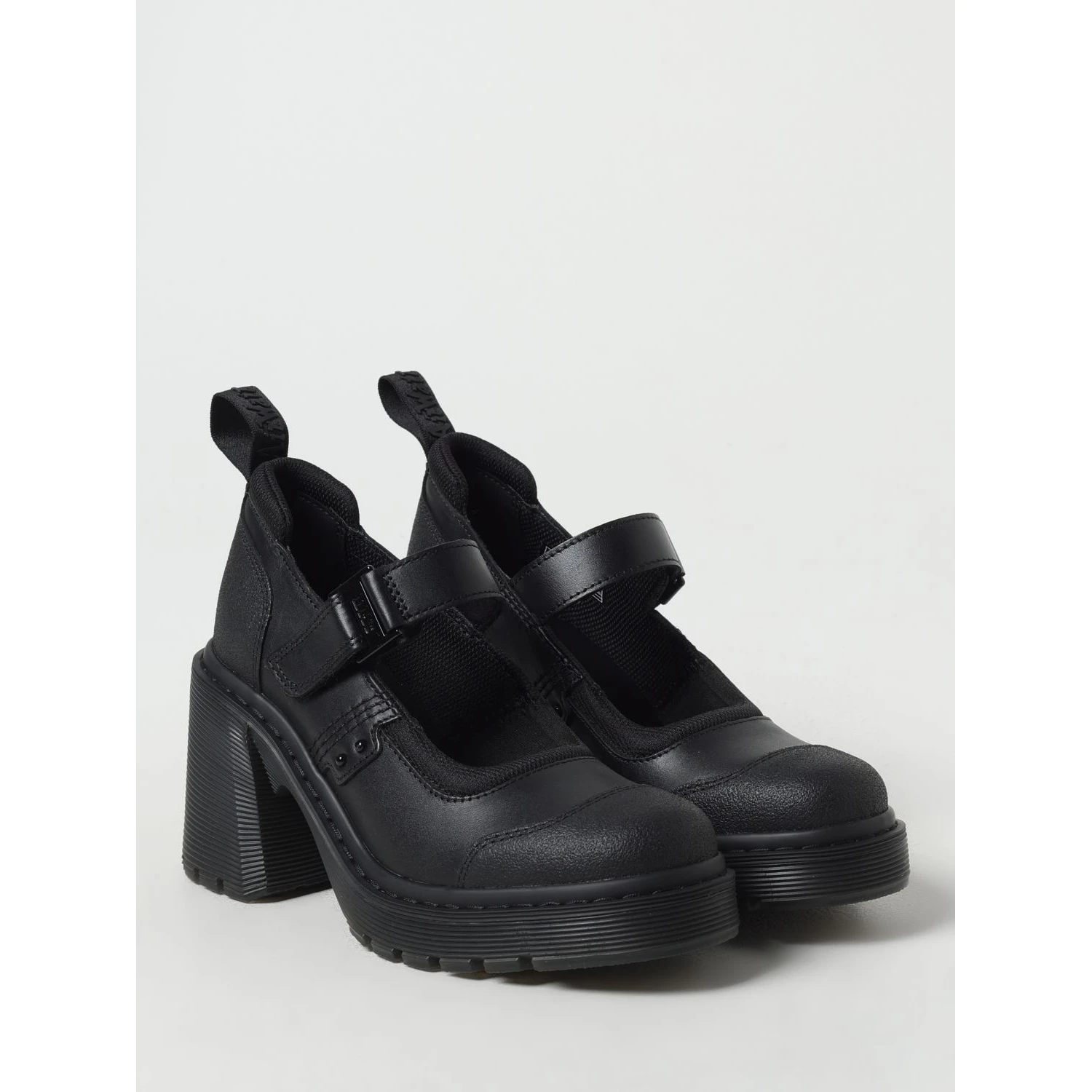 Black Leather Platform Pumps
