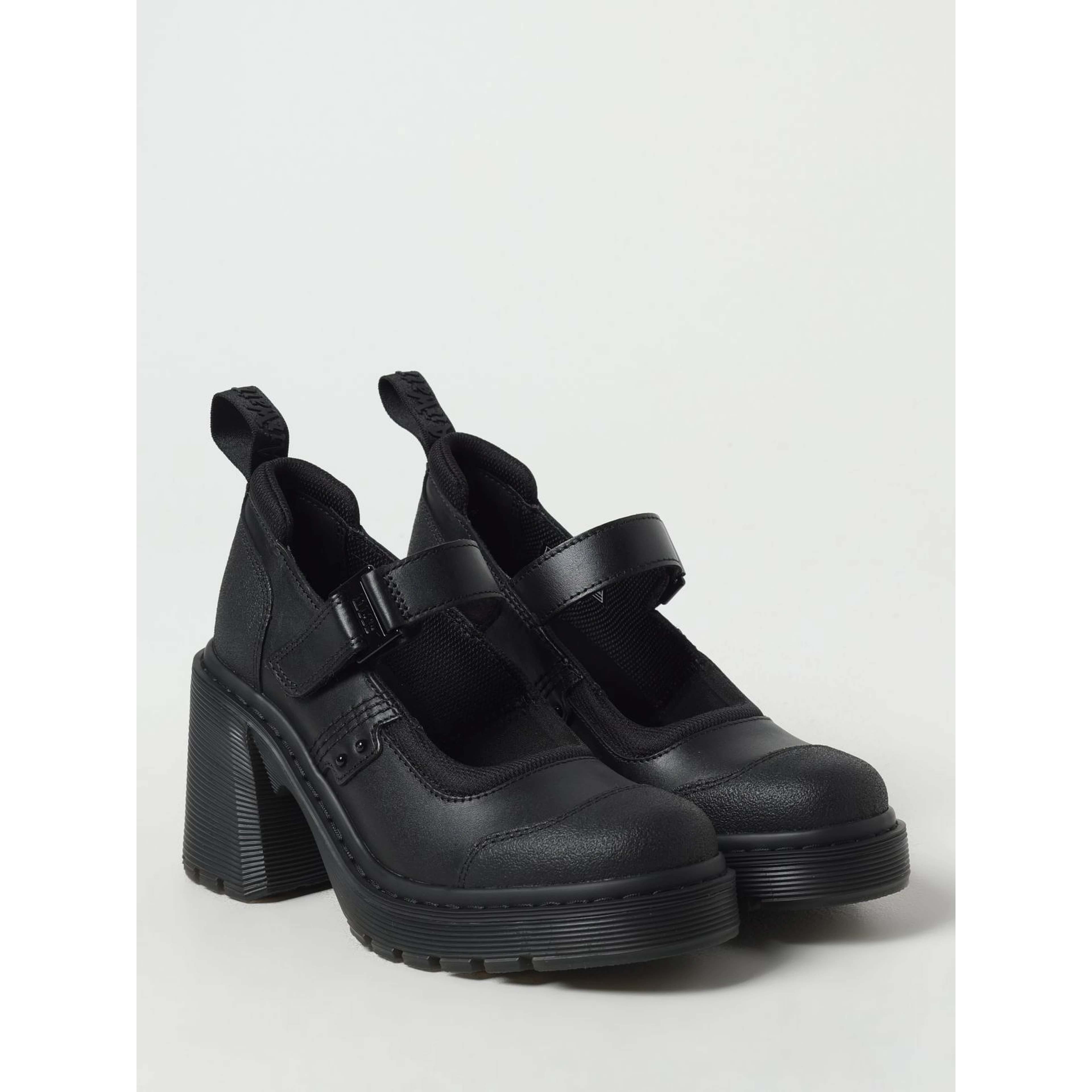 Black Leather Platform Pumps