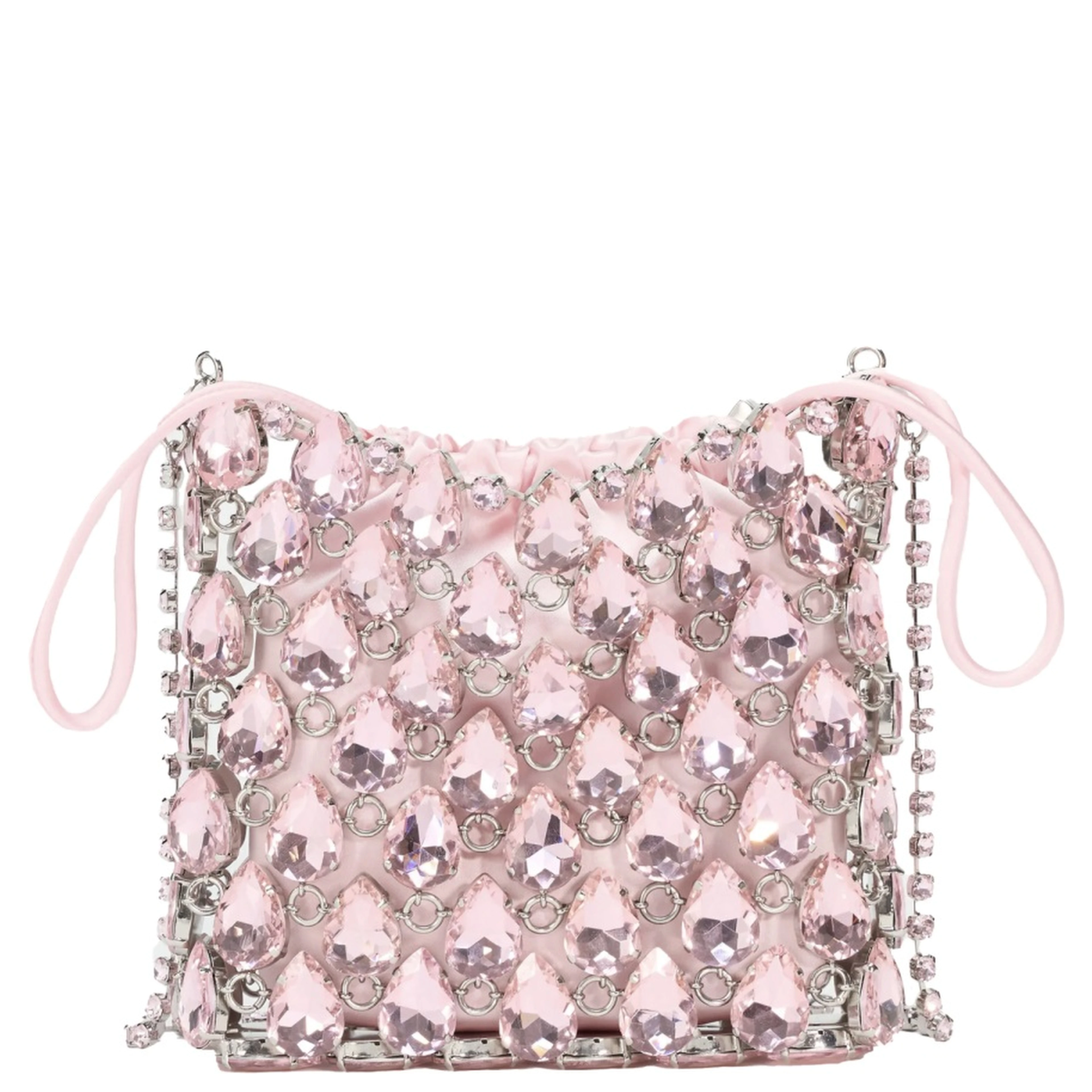 BORSA MINI IN MAGLIA METALLICA CON CRISTALLI