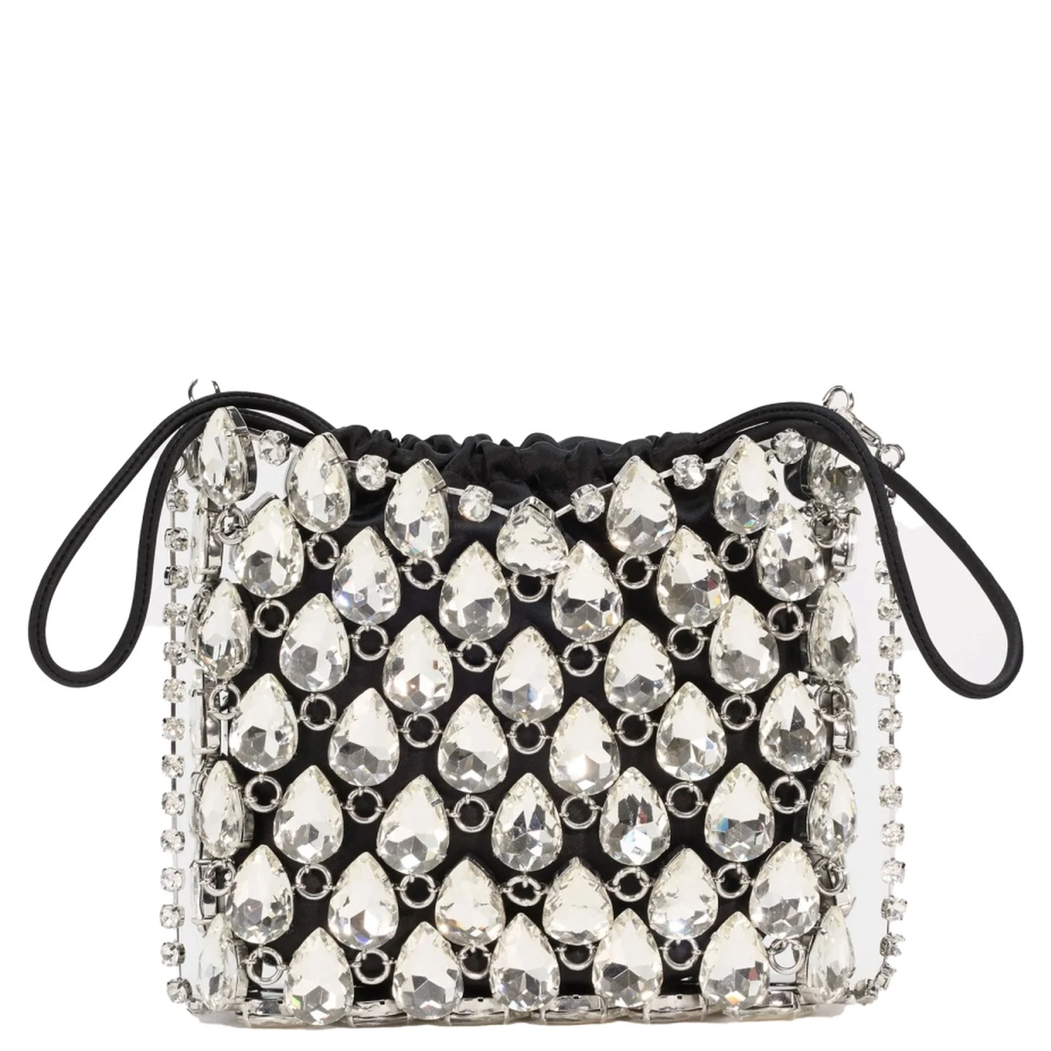 BORSA MINI IN MAGLIA METALLICA CON CRISTALLI