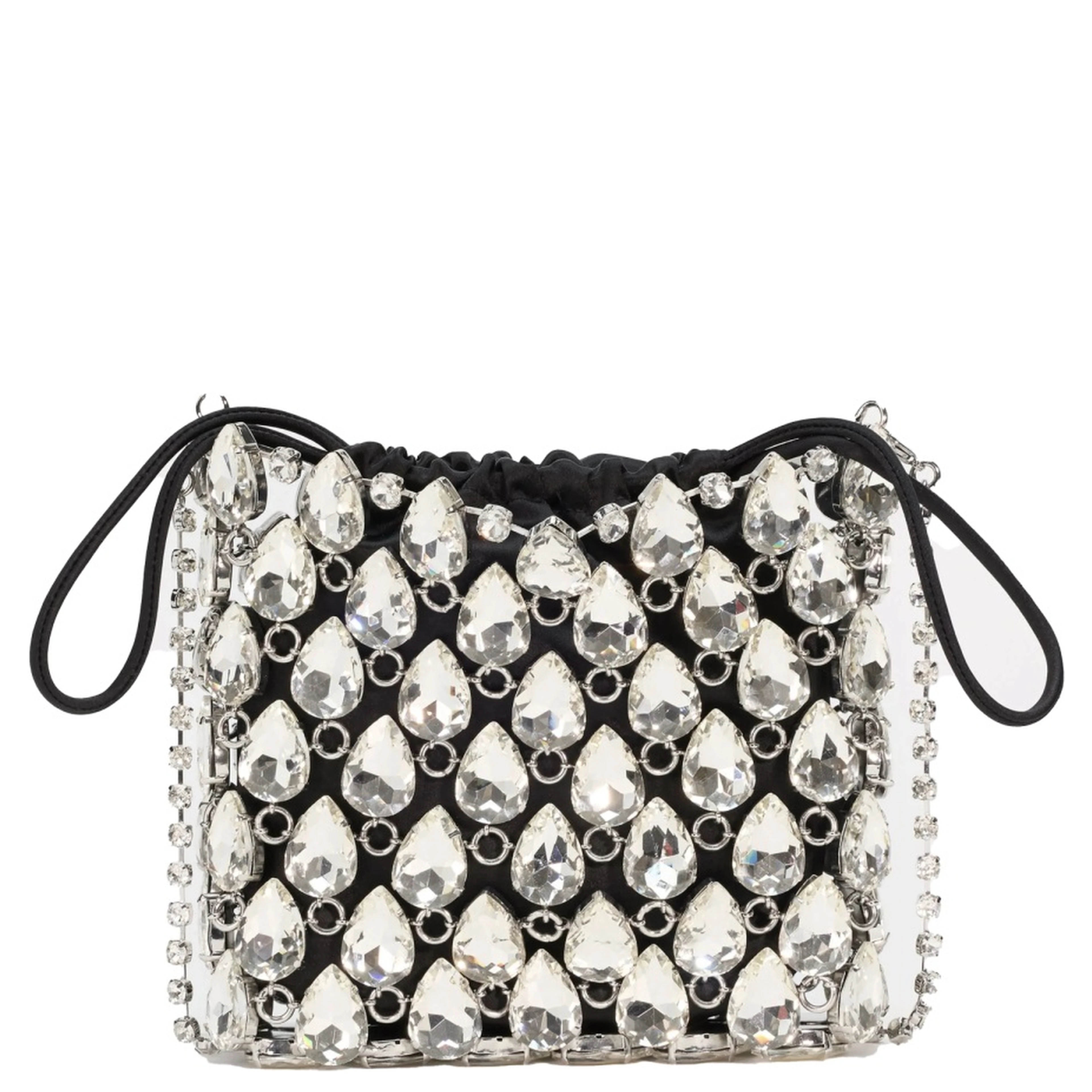 BORSA MINI IN MAGLIA METALLICA CON CRISTALLI