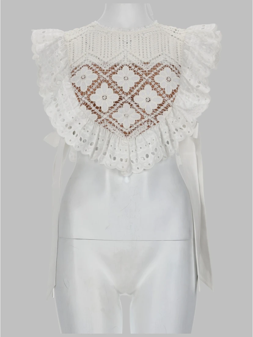 CROPTOP IN CROCHET CON INSERTI IN PIZZO