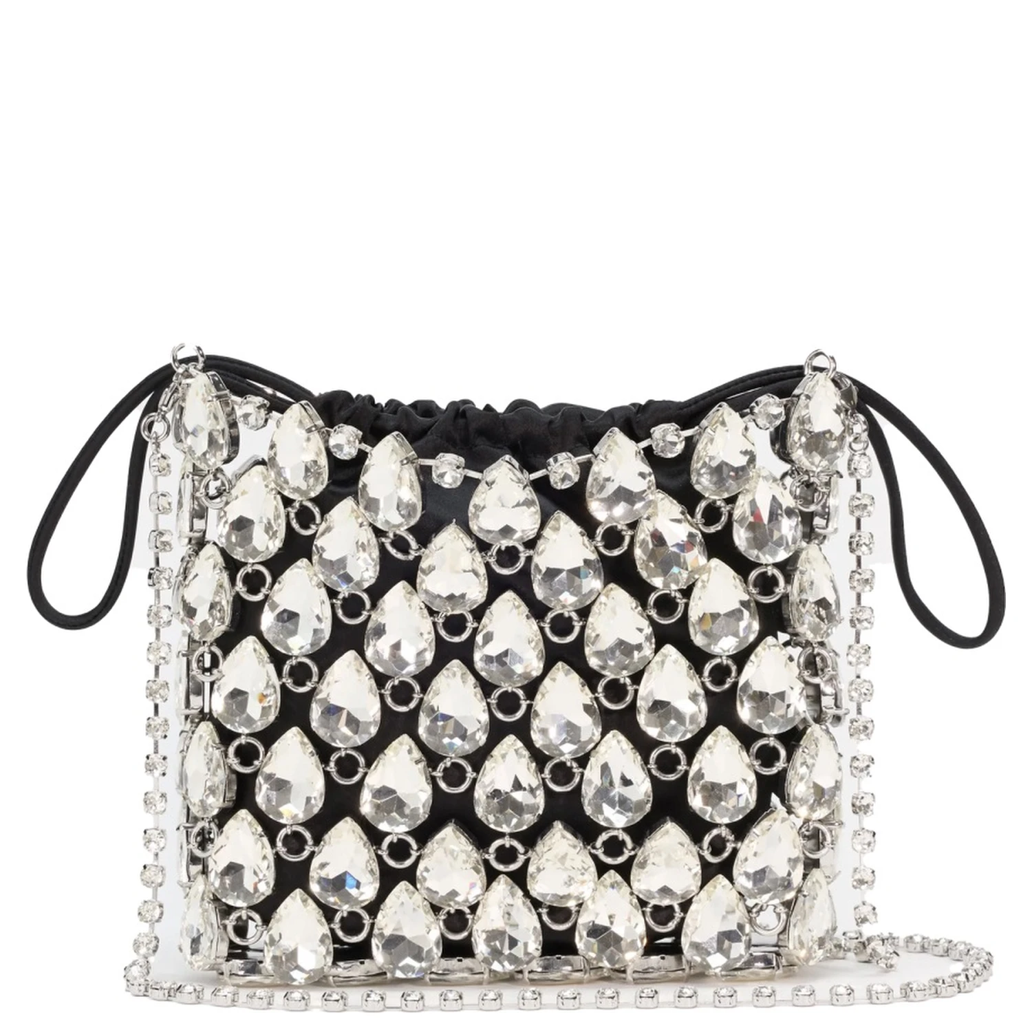 BORSA MINI IN MAGLIA METALLICA CON CRISTALLI