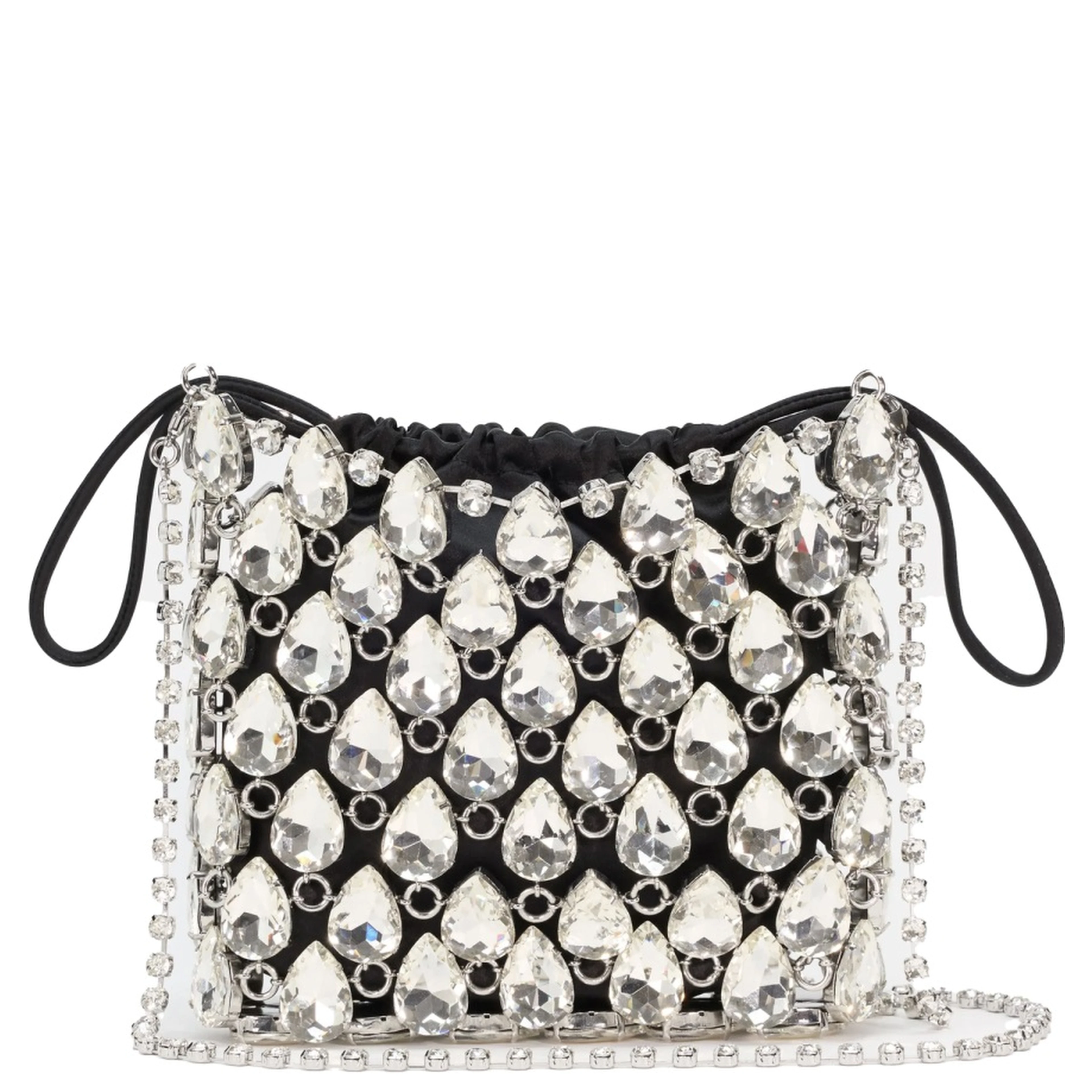 BORSA MINI IN MAGLIA METALLICA CON CRISTALLI