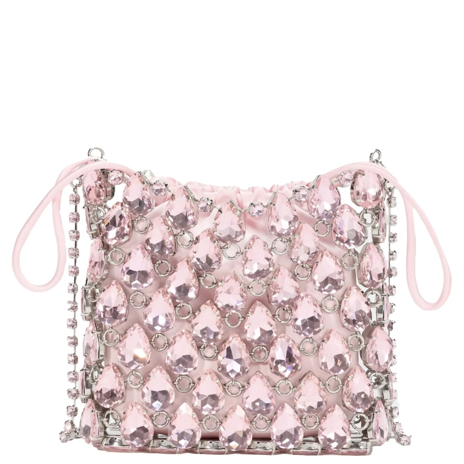 BORSA MINI IN MAGLIA METALLICA CON CRISTALLI