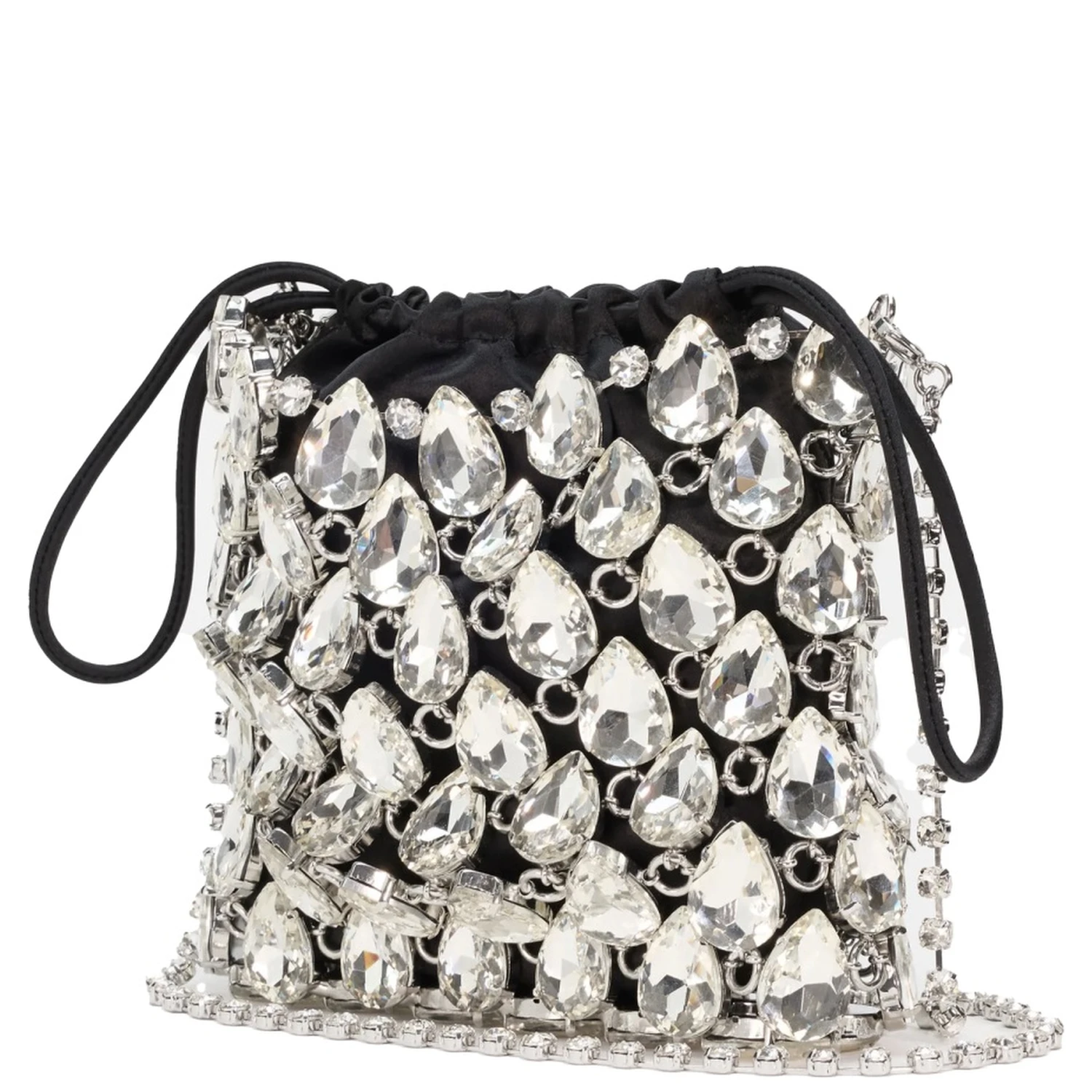 BORSA MINI IN MAGLIA METALLICA CON CRISTALLI