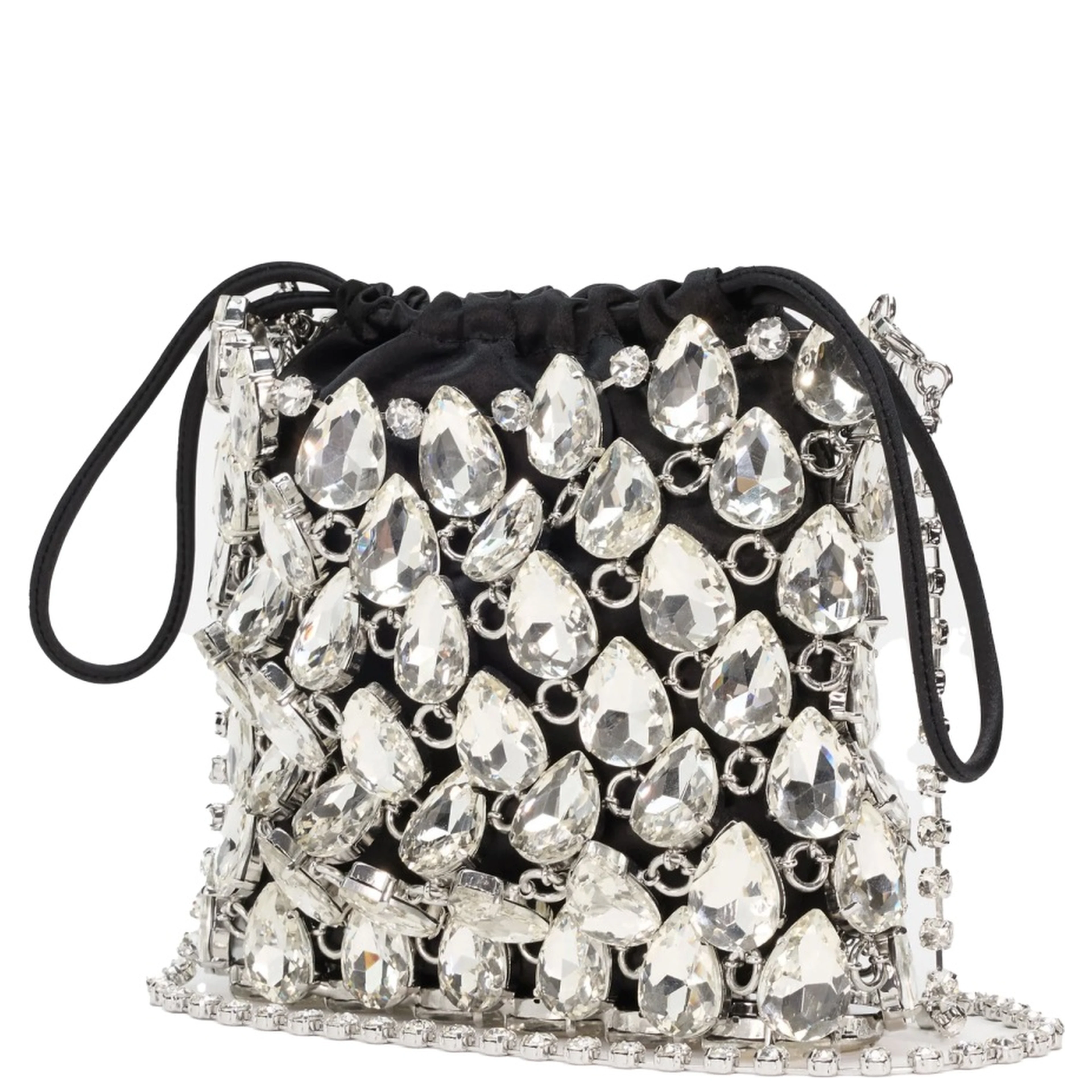 BORSA MINI IN MAGLIA METALLICA CON CRISTALLI