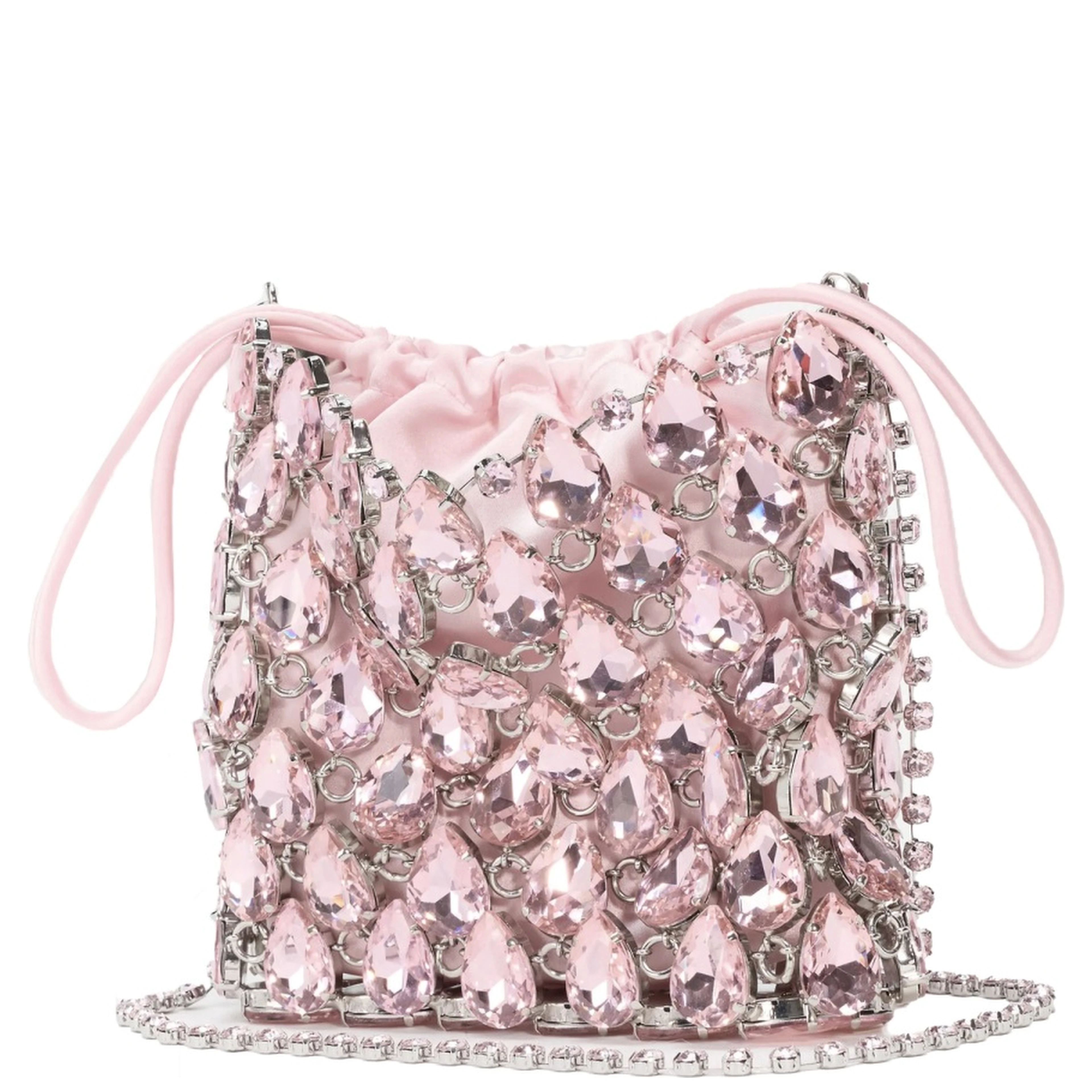 BORSA MINI IN MAGLIA METALLICA CON CRISTALLI