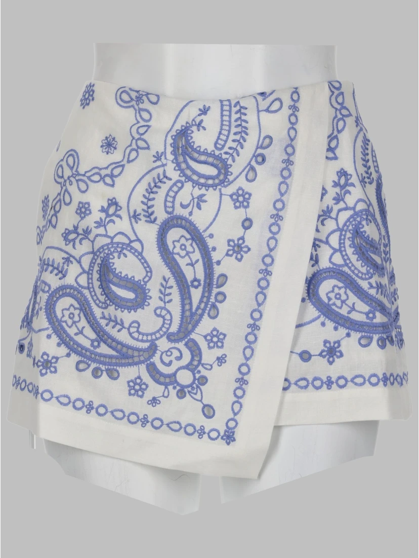 SKORT IN LINO CON RICAMO