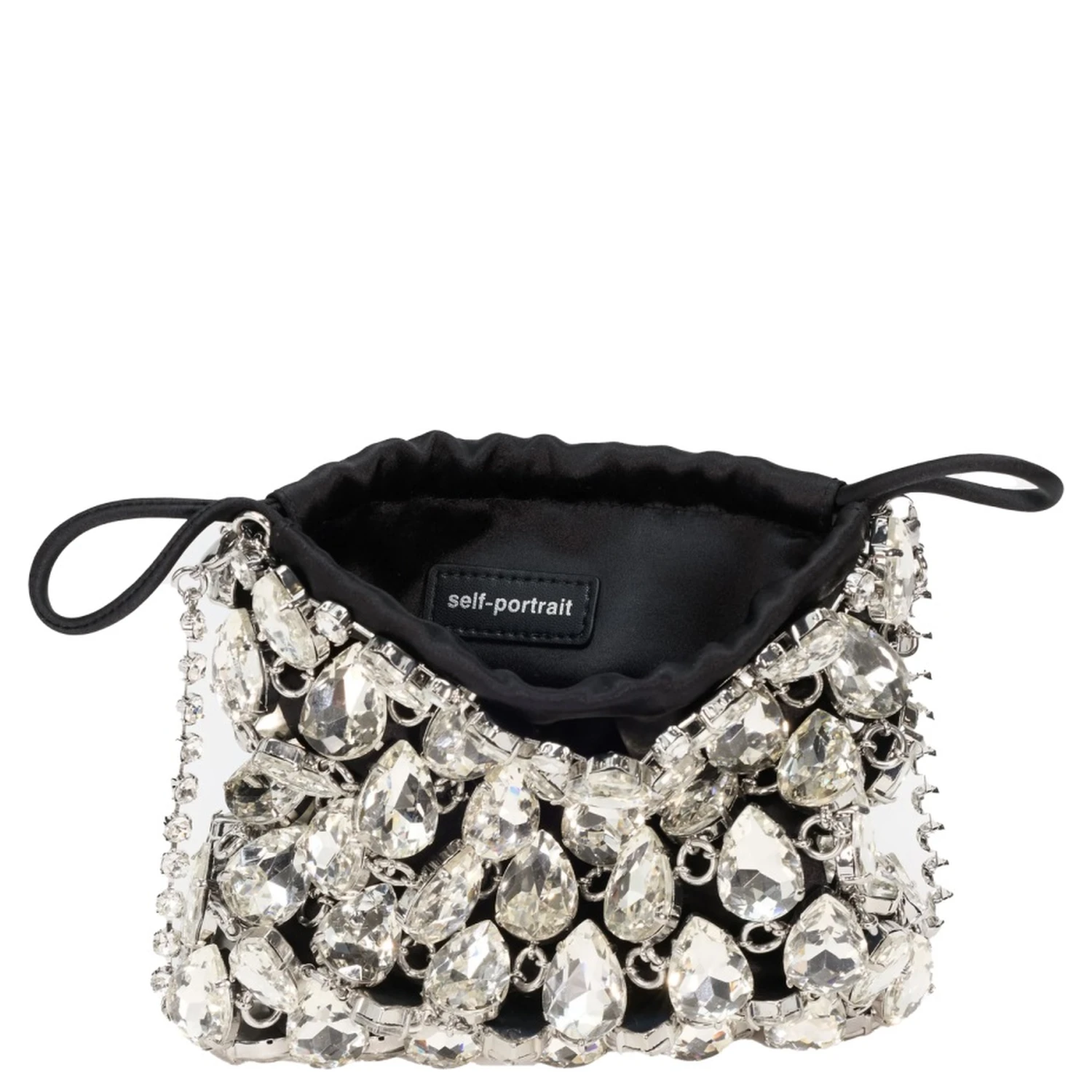 BORSA MINI IN MAGLIA METALLICA CON CRISTALLI