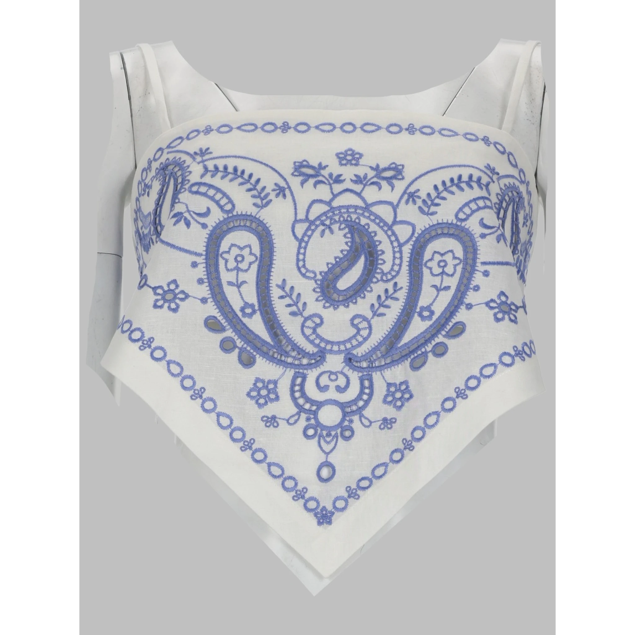 TOP IN LINO CON RICAMO