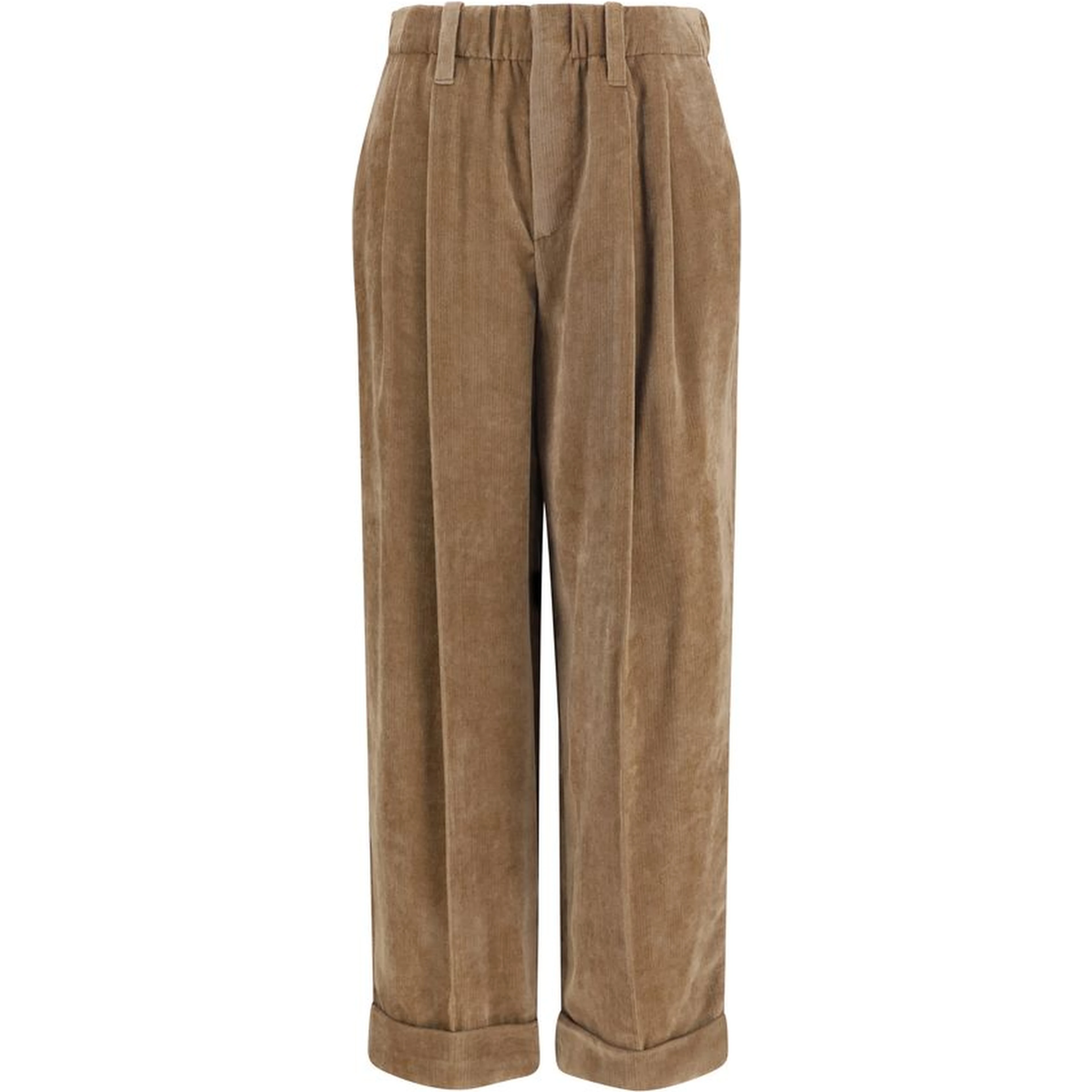 Brown Viscose Casual Pants