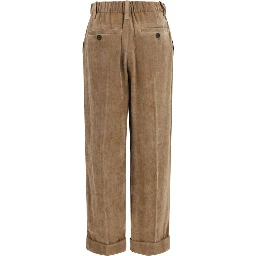 Brown Viscose Casual Pants