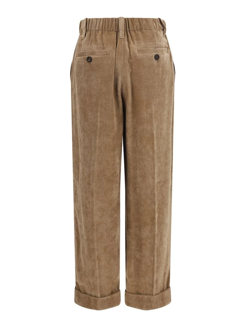 Brown Viscose Casual Pants