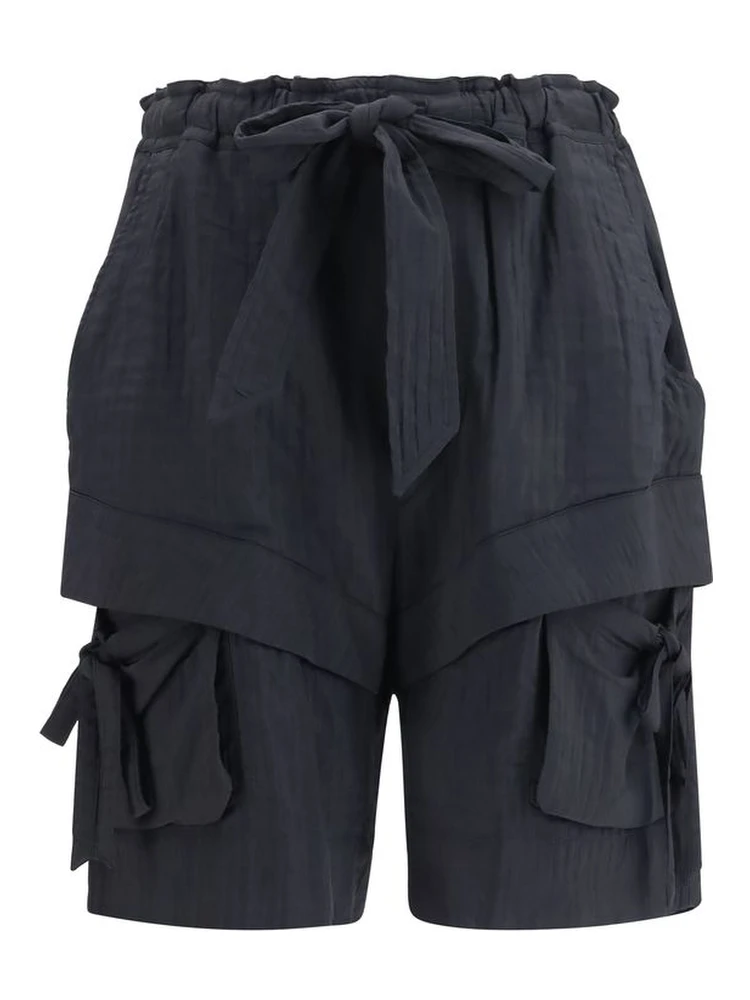 Black Viscose Bermuda Shorts