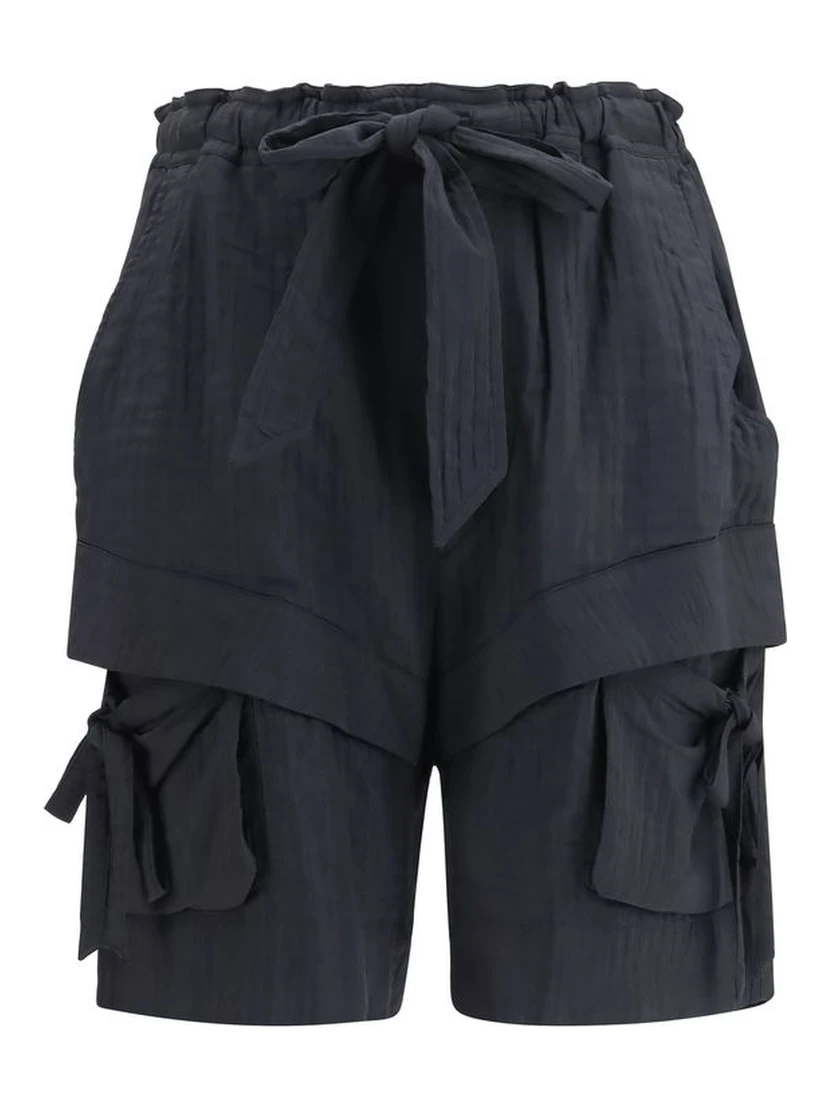 Black Viscose Bermuda Shorts
