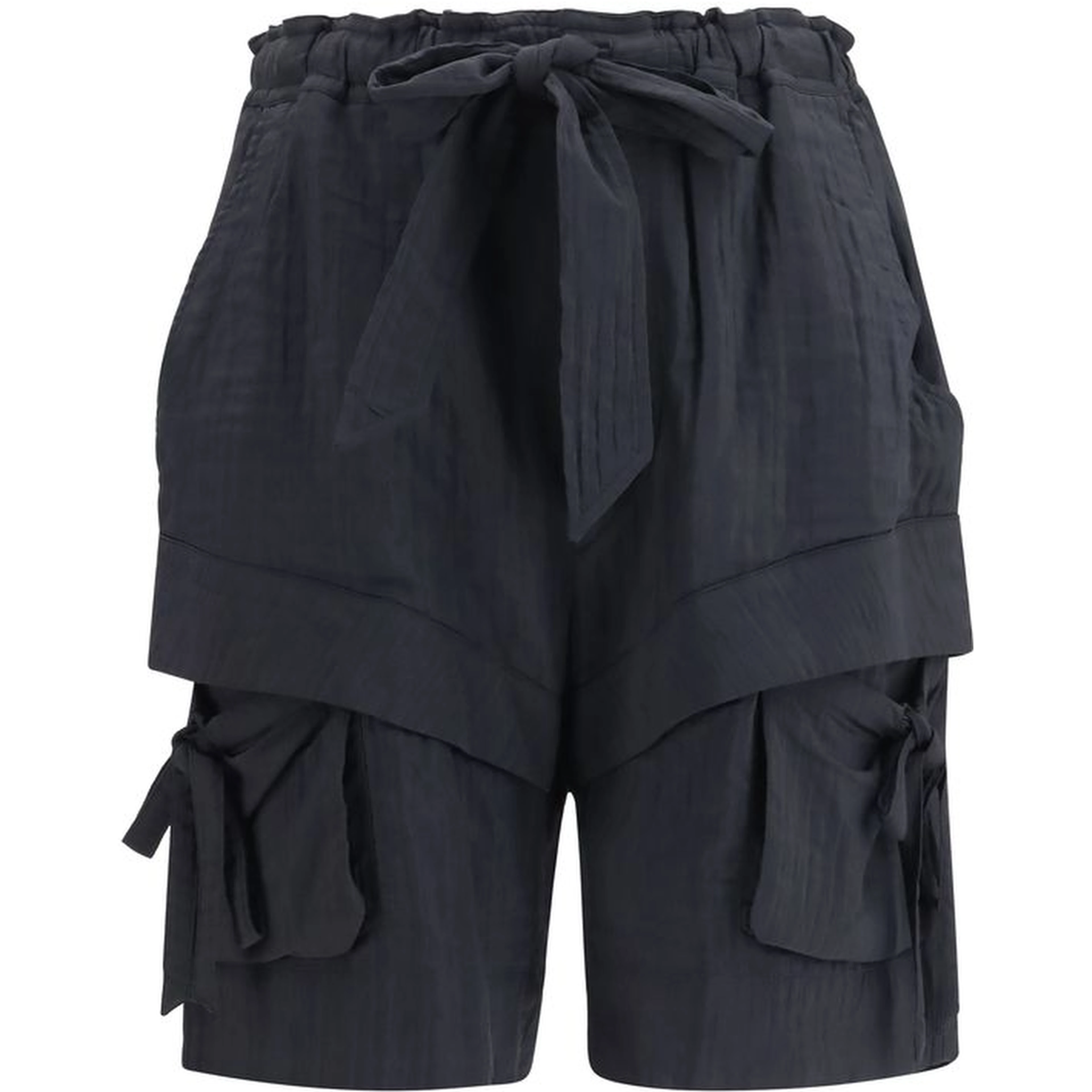 Black Viscose Bermuda Shorts