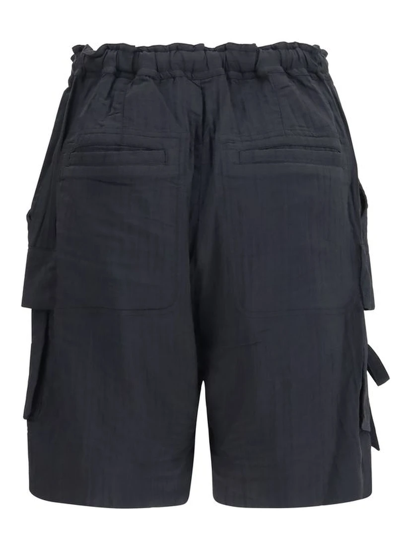 Black Viscose Bermuda Shorts