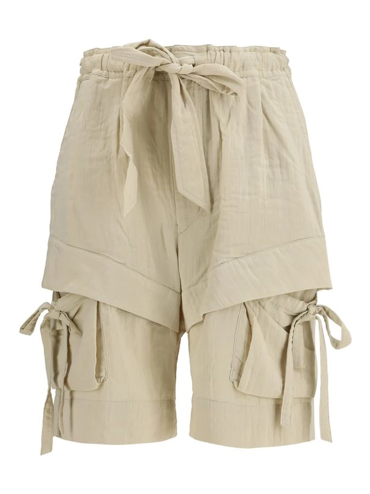 Beige Viscose Bermuda Shorts