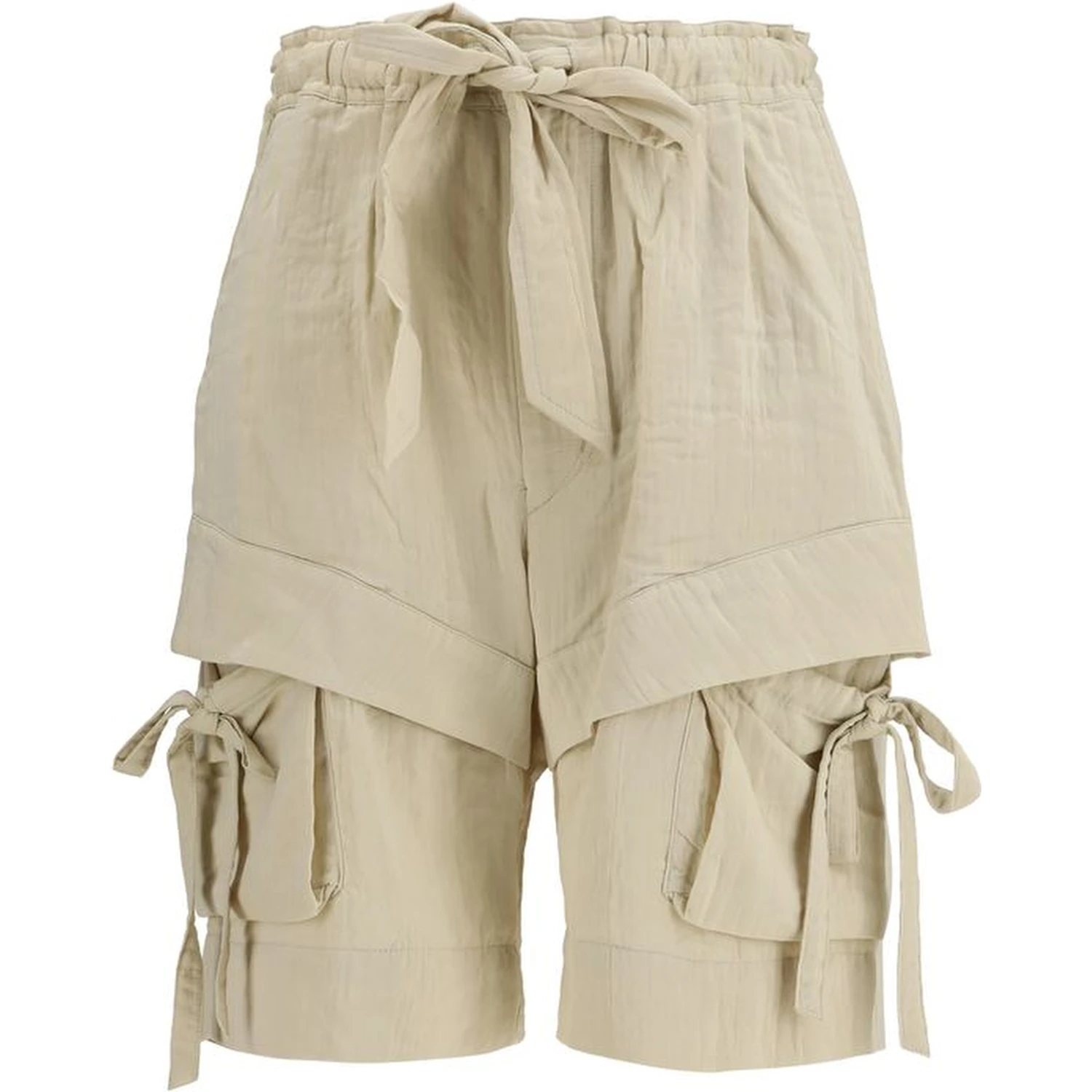 Beige Viscose Bermuda Shorts
