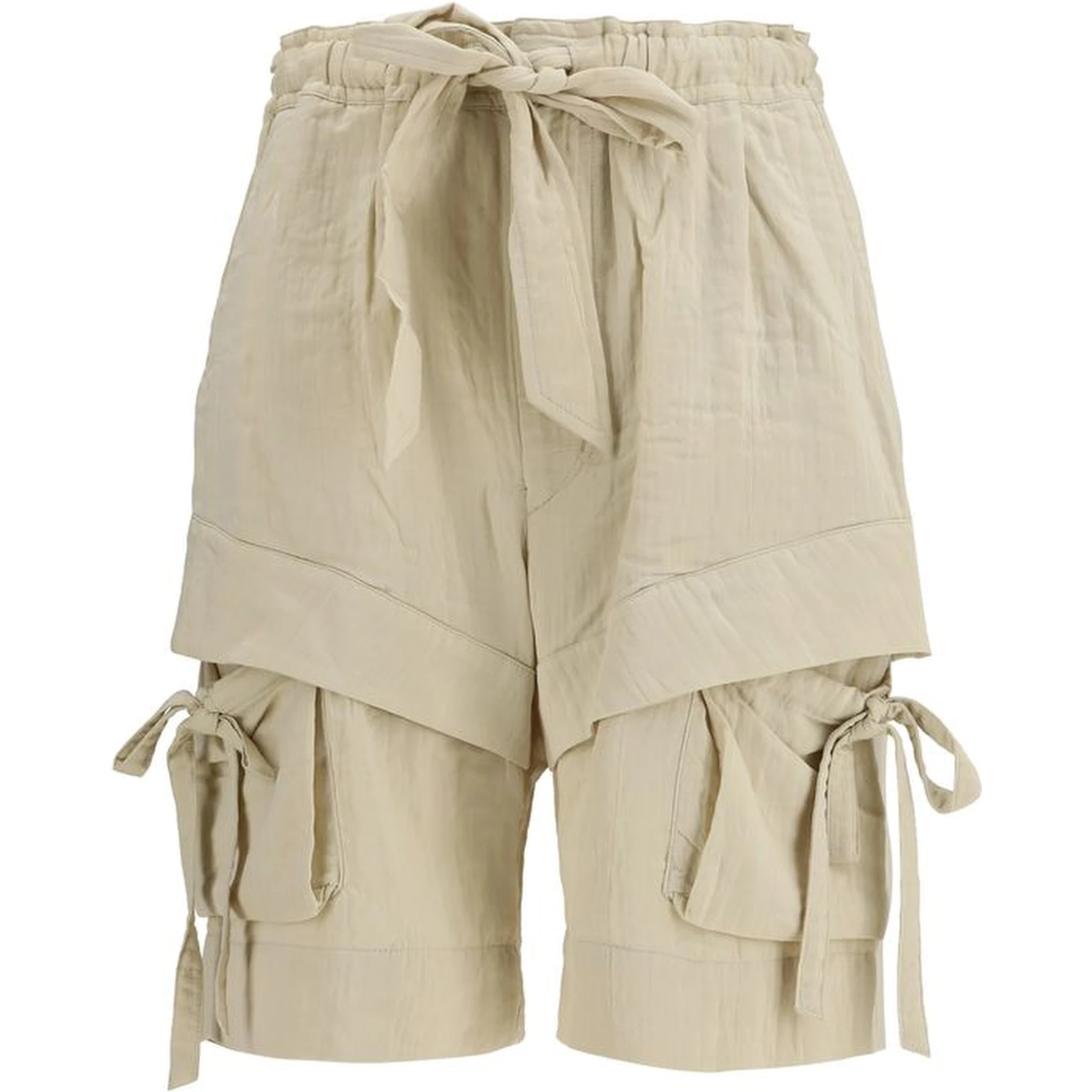 Beige Viscose Bermuda Shorts