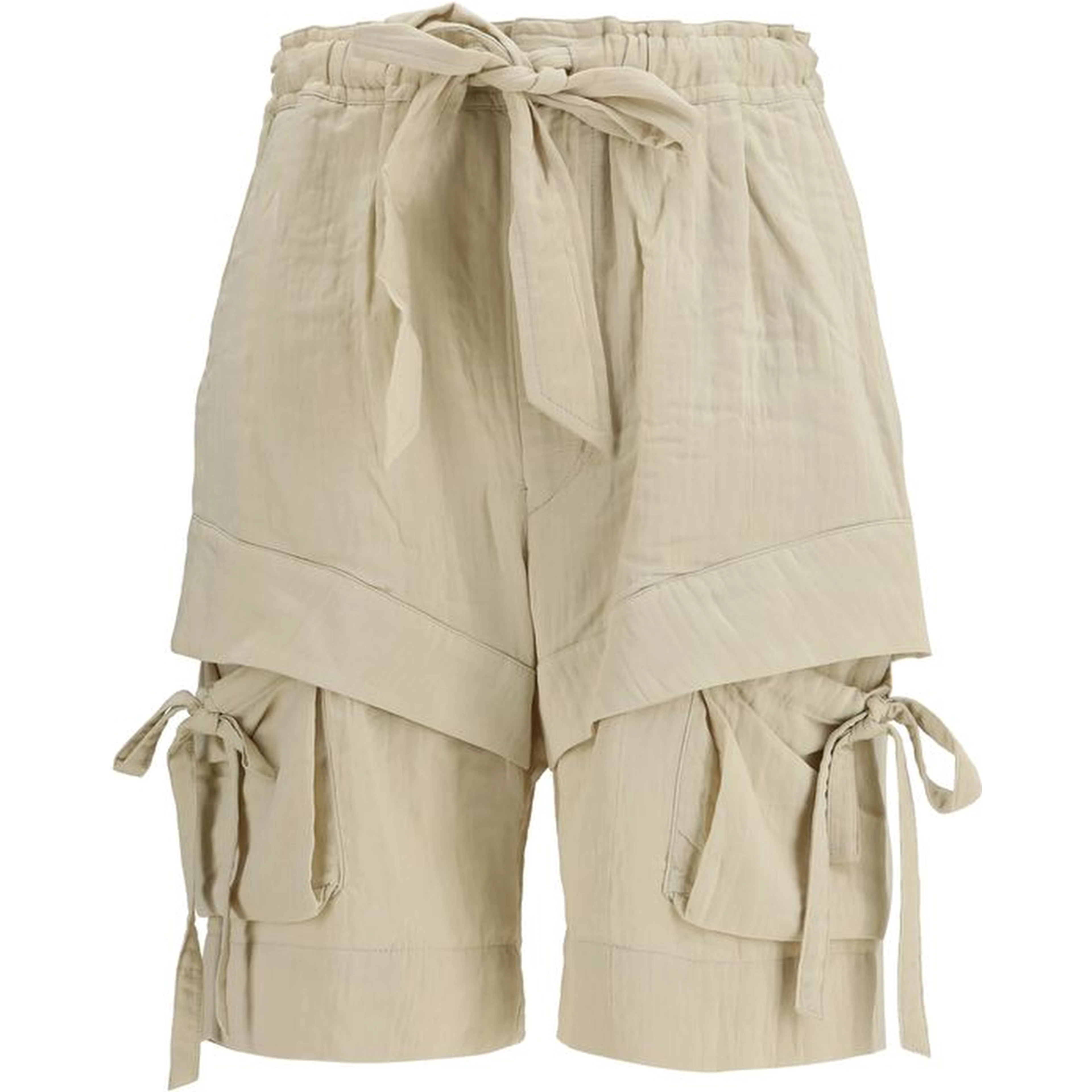 Beige Viscose Bermuda Shorts