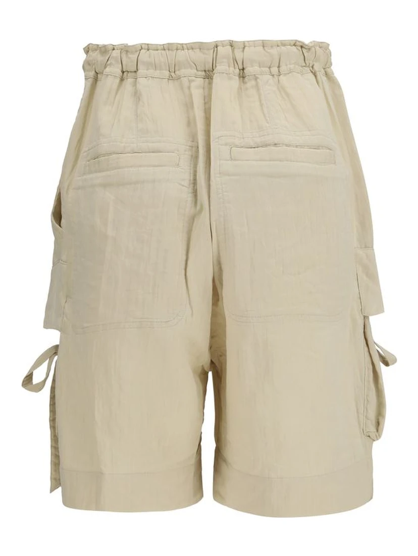 Beige Viscose Bermuda Shorts