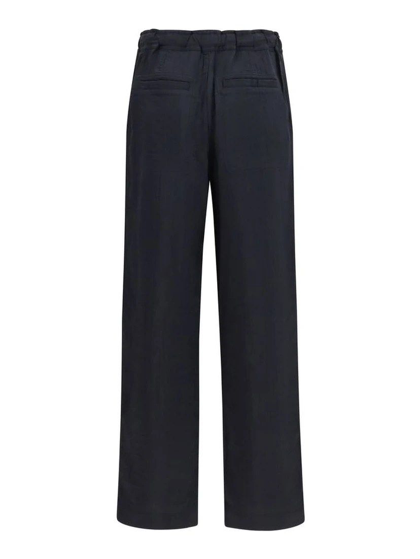 Black Viscose Casual Pants