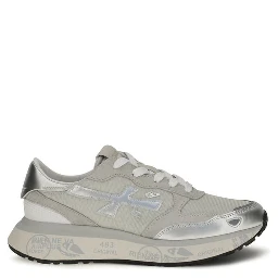Silver Nylon Athletic Sneakers