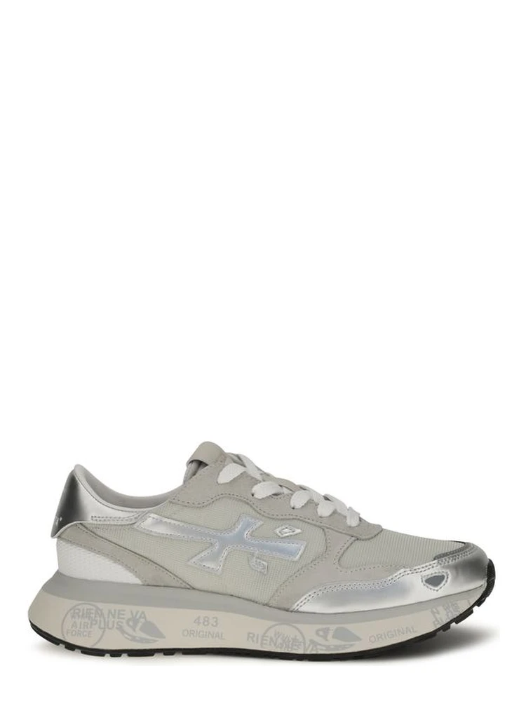 Silver Nylon Athletic Sneakers