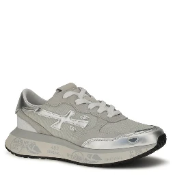 Silver Nylon Athletic Sneakers