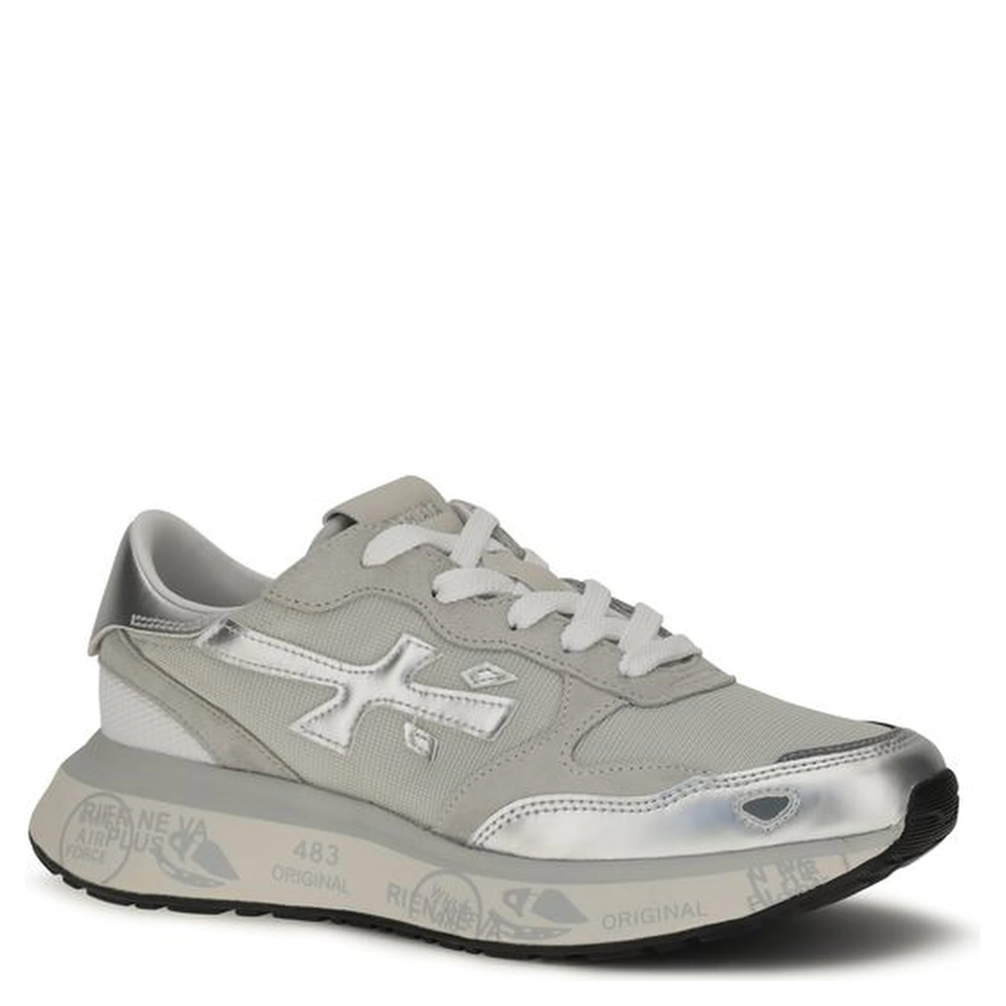 Silver Nylon Athletic Sneakers