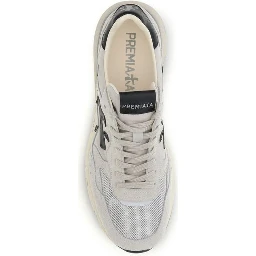 White Polyester Low Top Sneakers