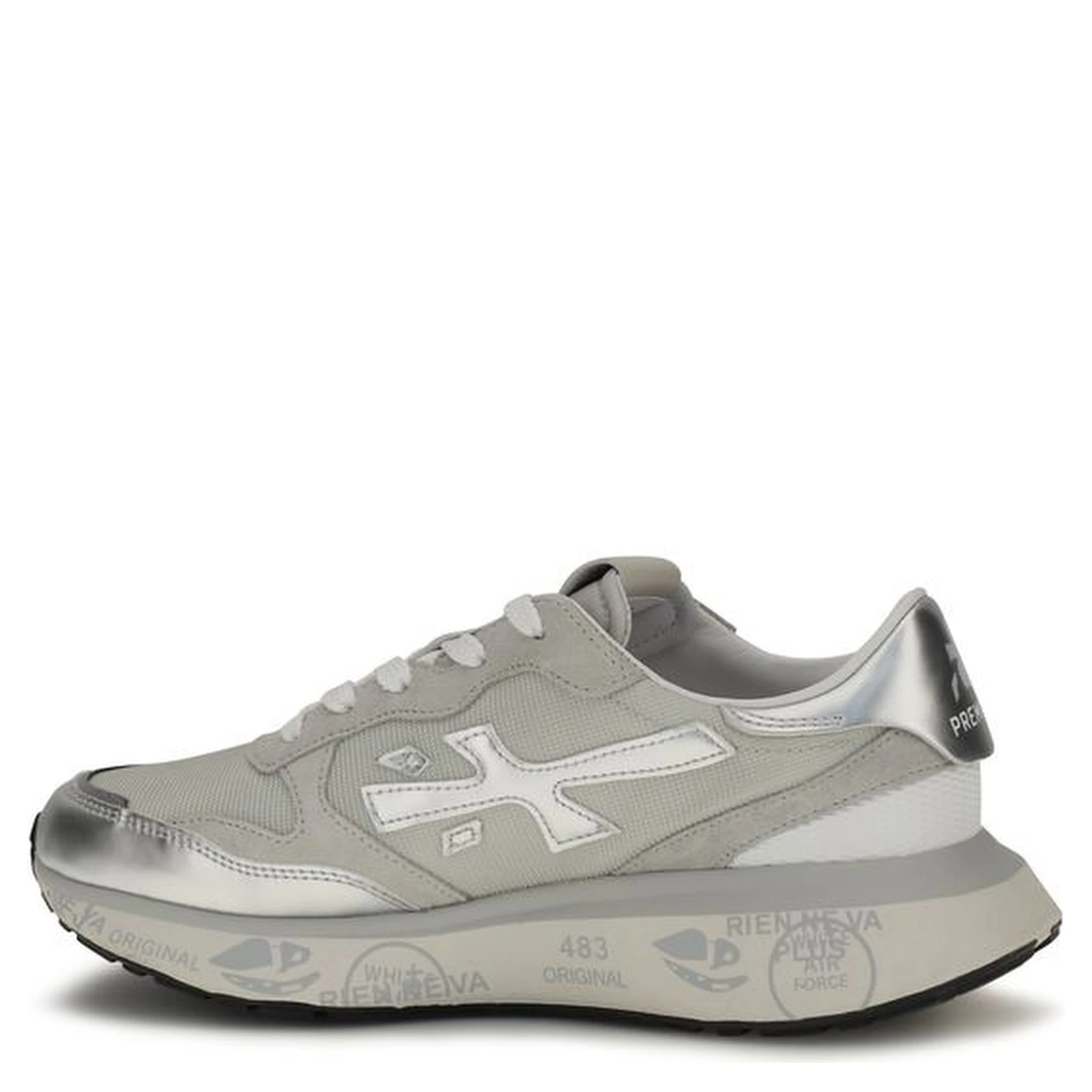 Silver Nylon Athletic Sneakers