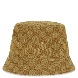 Beige Cotton Bucket Hat