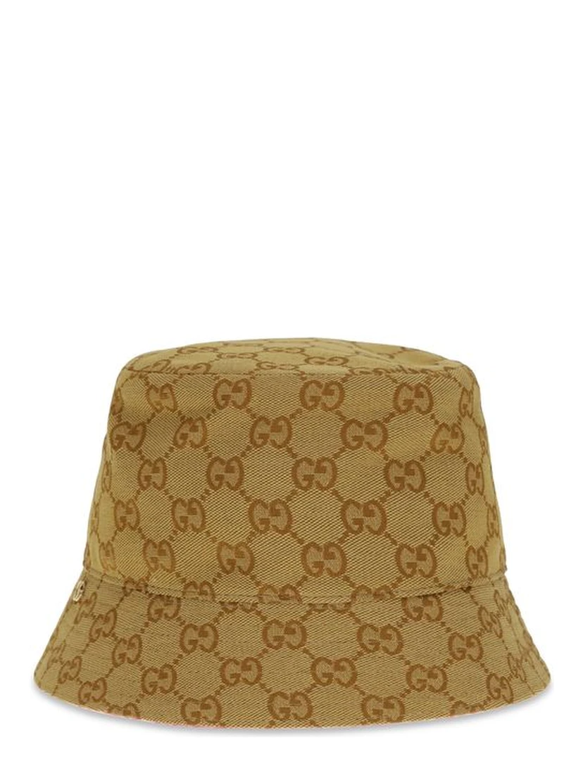 Beige Cotton Bucket Hat