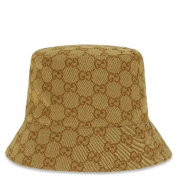 Beige Cotton Bucket Hat
